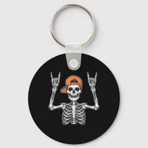 Porte-clés Casquette de skater squelette rocker Halloween hom