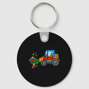 Porte-clés Casse-tête de Bulldozer Mois de la sensibilisation