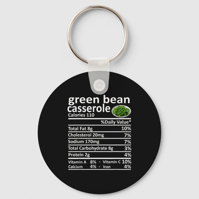 Porte-clés Casserole de haricot vert Nutrition Faits alimenta (Recto)