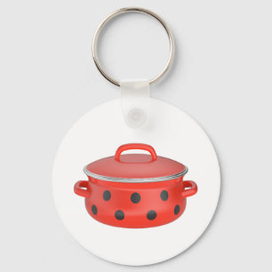 Porte-clés Casserole en émail rouge