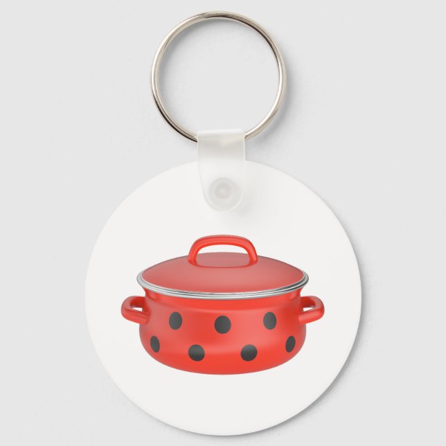 Porte-clés Casserole en émail rouge (Recto)