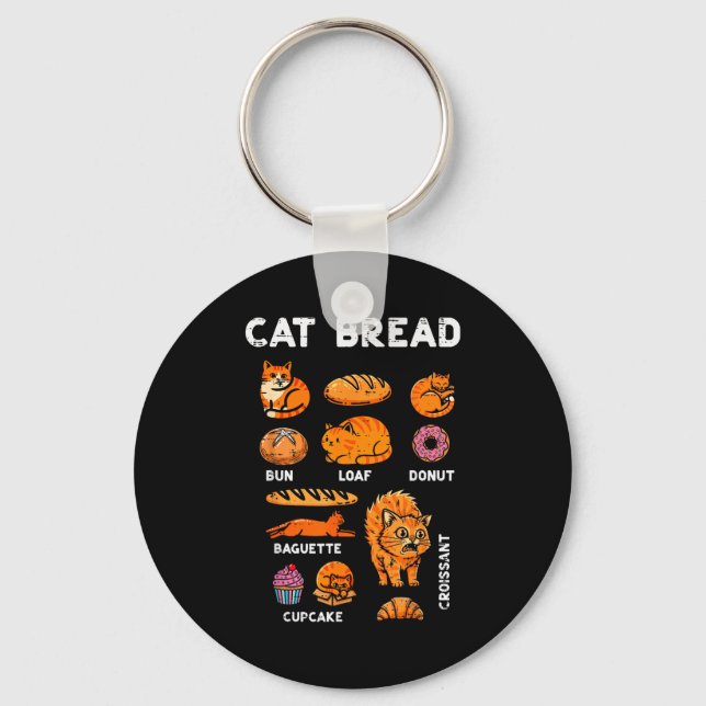 Porte-clés Cat Bread Bun Loaf Cute Kitten Kitty Food Pun Wome (Recto)