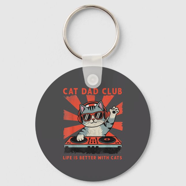 Porte-clés Cat Dad Club, Life Is Better With Cats, Cat Dad Fu (Recto)