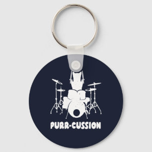 Porte-clés Cat Drummer Cat Purge Cussion Funny