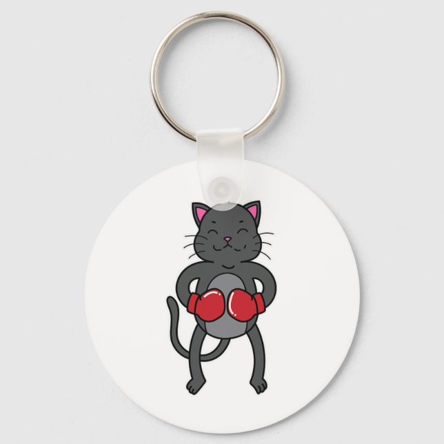 Porte-clés Cat Fait Boxer Pour Hommes Femmes (Recto)