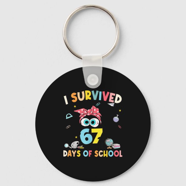 Porte-clés Cat I Survived 67 Days Of School Teachers Students (Recto)