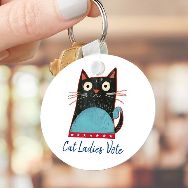 Porte-clés Cat Ladies Vote Script Rustique Bold mignon Patrio (Créateur téléchargé)