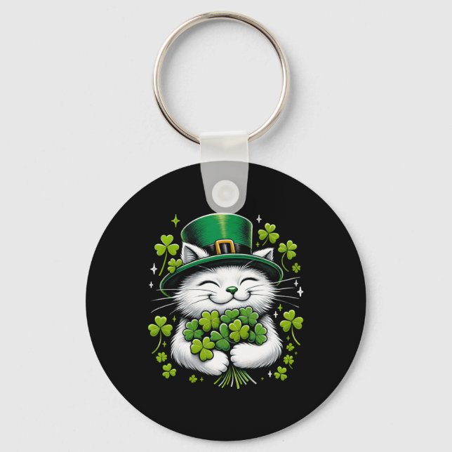 Porte-clés Cat Leprechaun Clover St. Patricks Day Femmes Fill (Recto)