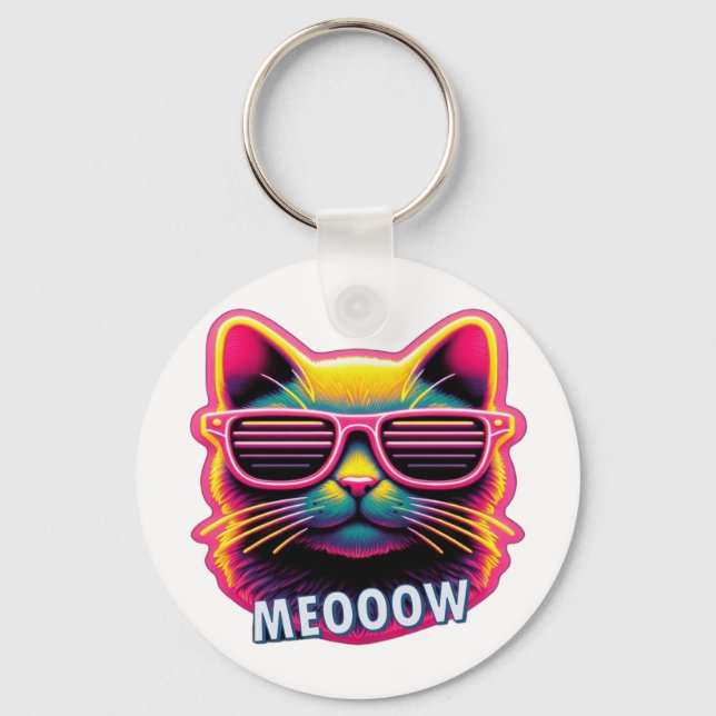 Porte-clés Cat Meow with sunglasses T-Shirt (Recto)