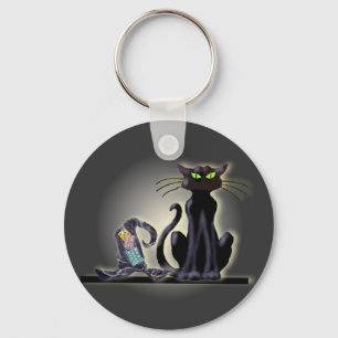 Porte-clés CAT NOIR et CASQUETTE par SHARON SHARPE
