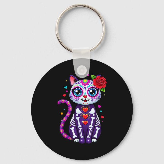 Porte-clés Cat Sugar Skull Cute Cat For Cat Lover Cat-m  (Recto)