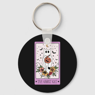 Porte-clés Cat Tarot Card Ghost Halloween Citrouille Chat Lov