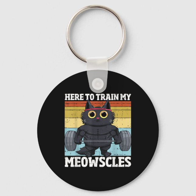 Porte-clés Cat Train My Meowscles Funny Gym entraînement Cat  (Recto)