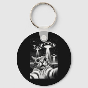Porte-clés Cat Ufo _ Funny Invasion Mème Retro Alien Cat Ufo