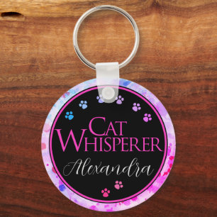 Porte-clés Cat Whisperer Colorée Tie Dye Rose amusant dire