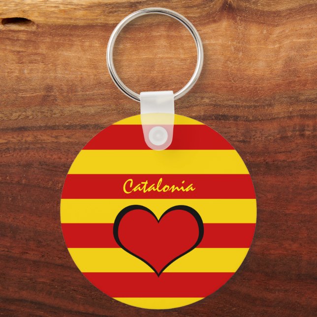 Porte-clés Catalonia Flag & Catalan Heart, travel /La Senyera (Recto)