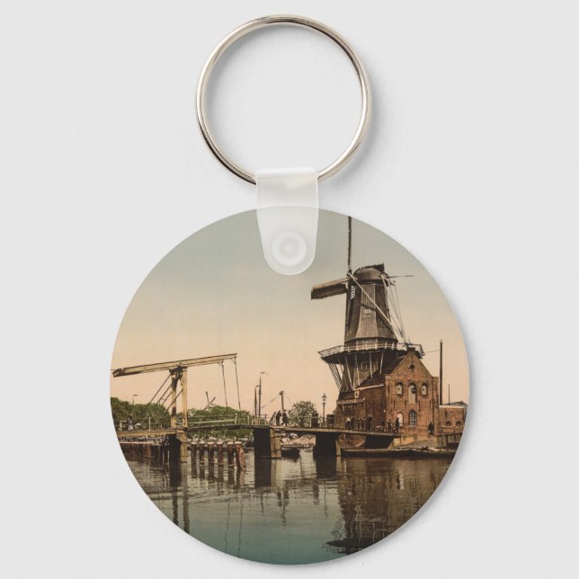 Porte-clés Catharine Bridge and Windmill, Haarlem, Pays-Bas (Recto)