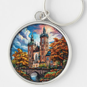 Porte-clés Cathédrale historique entourée de couleurs automna