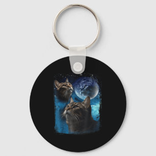 Porte-clés Cats Howl At Moon Drôle Vintage Trois Cat Howling