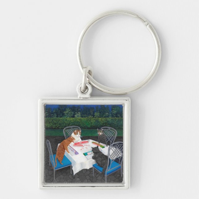 Porte-clés Cats Playing Mahjong (Devant)