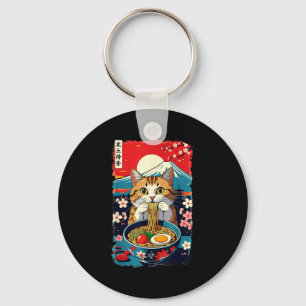 Porte-clés Catzilla drôle Anime Ramen Chat japonais Hommes Fe