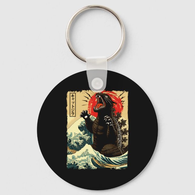 Porte-clés Catzilla drôle de style japonais  (Recto)