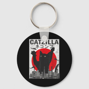 Porte-clés Catzilla vintage Japonaise Style coucher de soleil
