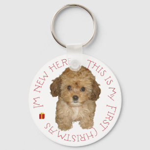 Porte-clés Cavachon Chiot Premier Noël