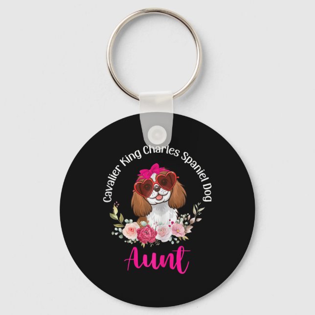 Porte-clés Cavalier King Charles Spaniel Dog Aunt Floral Vale (Recto)