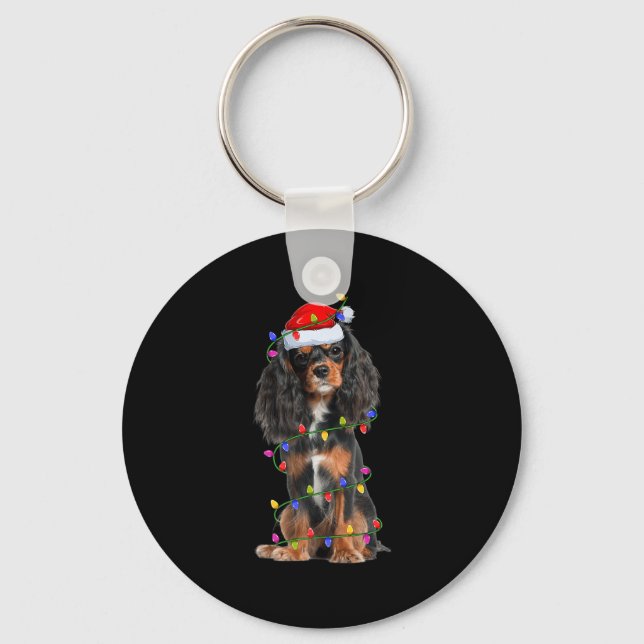 Porte-clés Cavalier King Charles Spaniel Dog Christmas Lights (Recto)
