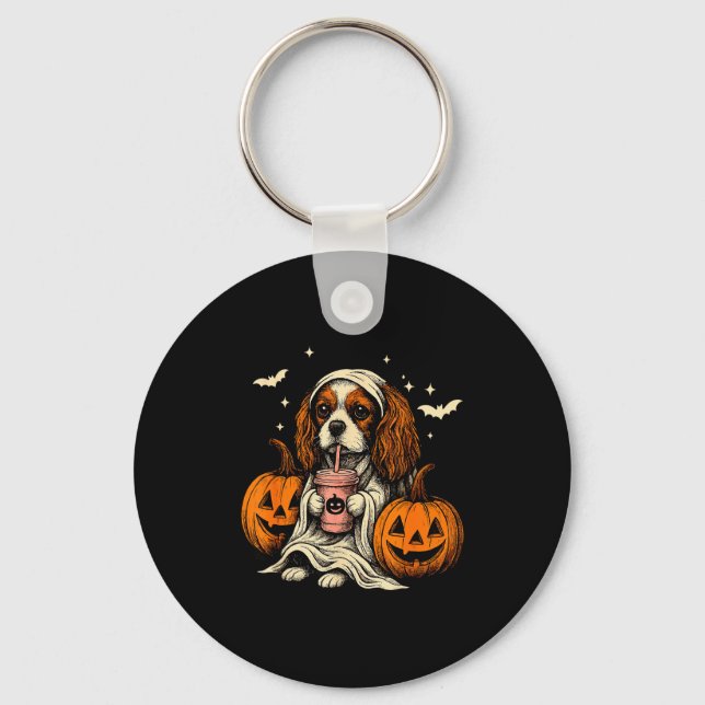 Porte-clés Cavalier King Charles Spaniel Ghost Halloween Cava (Recto)