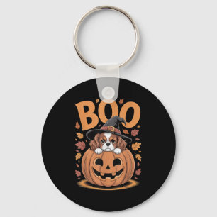 Porte-clés Cavalier King Charles Spaniel Halloween citrouille
