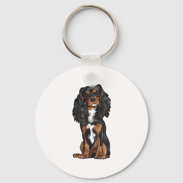 Porte-clés Cavalier King Charles Spaniel - Noir et Tan (Recto)