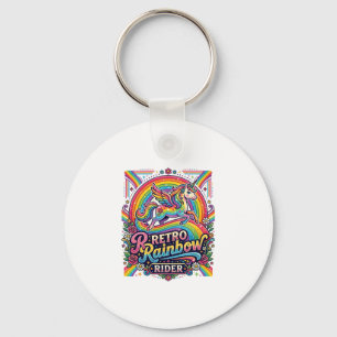 Porte-clés Cavalier Licorne Arc-en-Ciel Rétro