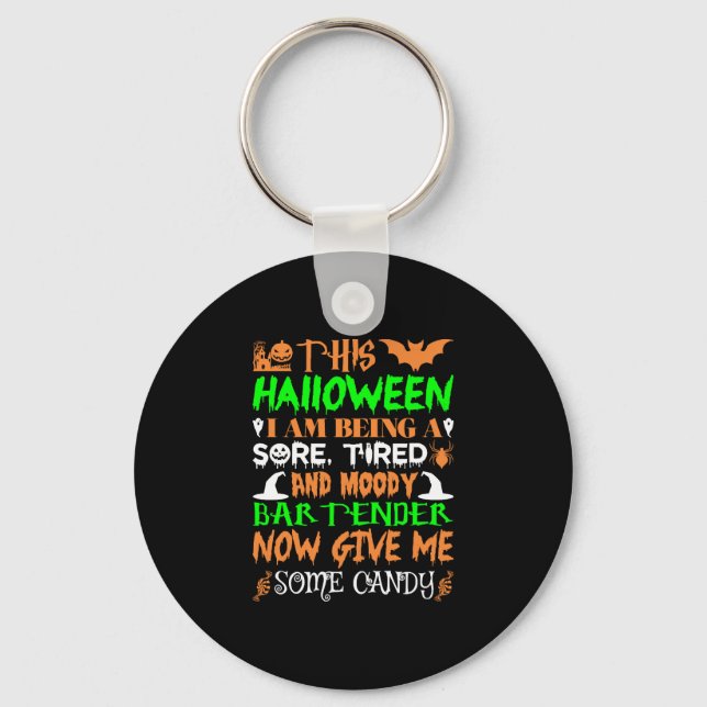 Porte-clés Ce bonbon Moody Bartender pour Halloween fatigué (Recto)