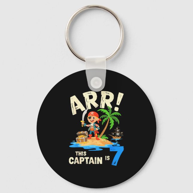 Porte-clés Ce capitaine est un pirate de 7 ans pour un annive (Recto)