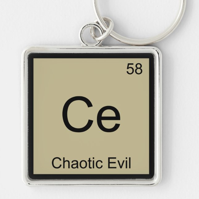 Porte-clés Ce - Chaotique Chimie Malin Élément Symbole T-shir (Devant)