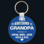 Porte-clés Ce Magnifique Grand-Père Appartient À Fête des pèr<br><div class="desc">Personnalisé Ce Grand-Père Magnifique Appartient à Star Fête des pères Marine Bleu Blanc Porte - clé Personnalisez-le avec les noms de vos enfants.</div>