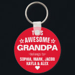 Porte-clés Ce Magnifique Grand-Père Appartient Au Rouge Fête<br><div class="desc">Personnalisé Ce Grand-Père Magnifique Appartient À Star Fête des pères Bourgogne Maron Rouge Blanc Porte - clé Personnalisez-le avec les noms de vos enfants.</div>
