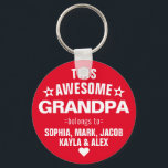 Porte-clés Ce Magnifique Grand-Père Appartient Au Rouge Fête<br><div class="desc">Personnalisé Ce Grand-Père Magnifique Appartient À Star Fête des pères Bourgogne Maron Rouge Blanc Porte - clé Personnalisez-le avec les noms de vos enfants.</div>
