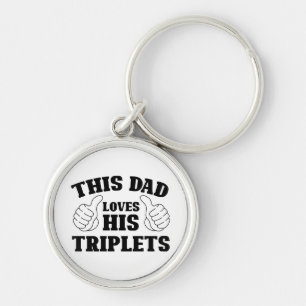 Porte-clés Ce papa aime ses triplés - Cadeau pour papa avec T