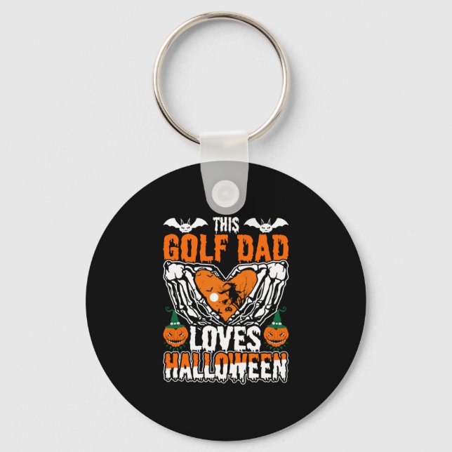 Porte-clés Ce papa de golf aime Halloween (Recto)