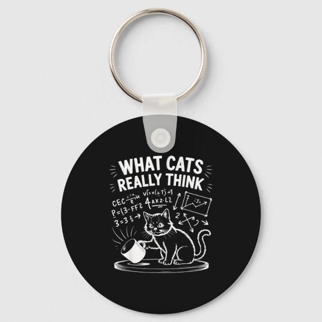Porte-clés Ce que les chats pensent vraiment mème de chat drô (Recto)