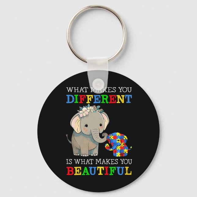 Porte-clés Ce qui vous rend différents Elephant Maman Autisme (Recto)