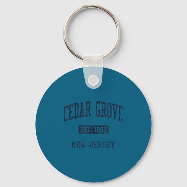 Porte-clés Cedar Grove Nj Jn4 Conception Athlétique Bleue Vin (Recto)