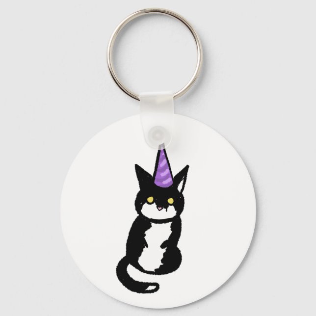 Porte-clés Célébration de chat noir et blanc (Recto)