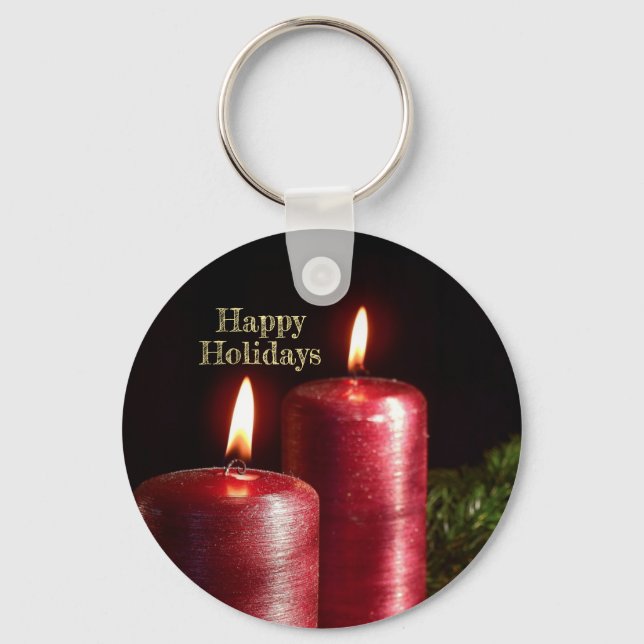 Porte-clés Célébration de Noël Bougies Rouges Vacances d'Hive (Recto)