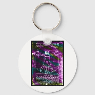Porte-clés Célèbre homme DaVinci en dessin circulaire, coloré