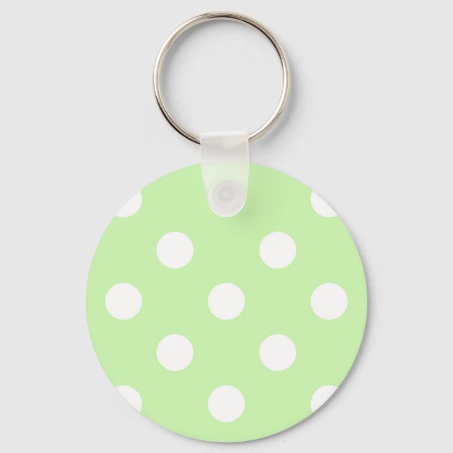 Porte-clés Céleri Vert Blanc Grand Motif Polka (Recto)