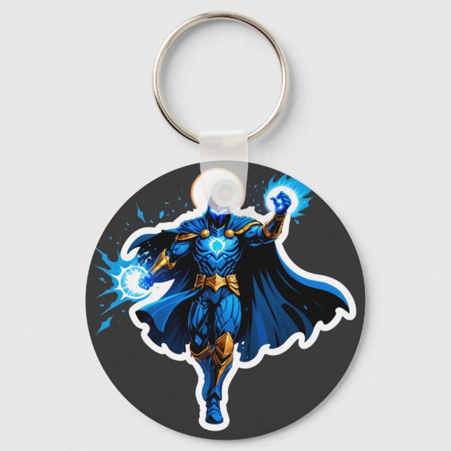 Porte-clés Celestial Arc Knight – Blue Energy Ascension (Recto)